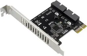 Aomoproing Super Speed Pcie To 2 Port 19Pin USB 3.0 Riser Card PCI-e To Dual Internal 20Pin PCI Express Card Converter Adapter for Computer