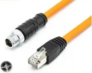 Aomoproing M12 to RJ45 network cable, 10MW high flexible drag chain, 4-core, 8-core ADX encoding industrial camera sensor cable(3M)(8P X TO RJ45 1PCS)
