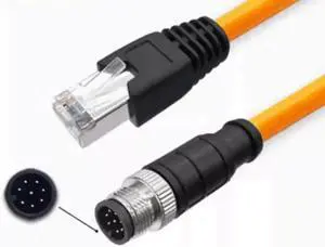 Aomoproing M12 to RJ45 network cable, 10MW high flexible drag chain, 4-core, 8-core ADX encoding industrial camera sensor cable(3M)(8P A TO RJ45 1PCS)