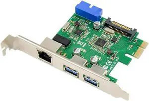 Aomoproing Super-Speed PCI-E to USB 3.0 + Gigabit RJ45 LAN Network Control Card Dual Chip Control 2 port usb3.0 to pcie 1000M
