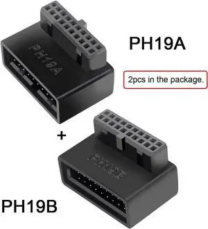 Aomoproing 1Set Angled Overmold Extension Adapter Up & Down USB 3.0 20pin Male to Female