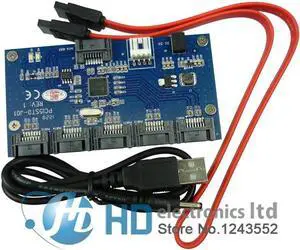 Aomoproing 1 to 5 Port SATA II / SATA 2.0 Multiplier adapter SATA 3GB PM riser card