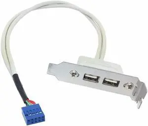 Aomoproing Low Profile 8cm Height USB 2.0 Female Back panel to Motherboard 9pin cable with PCI bracket 30cm