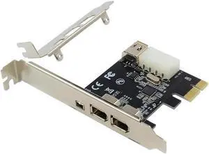 Aomoproing PCIe X1 4 Ports Firewire 4pin 9pin Expansion Card PCI Express 1394B 1394A VIA VT6315 Chipset Adapter PCI-E 1X to 1394 Soundcard