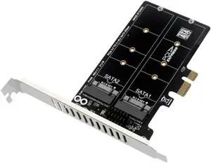Aomoproing NGFF SSD Expansion Card M.2 SATA SSD to PCIE Adapter Card Dual-Disk Array Card RAID Expansion Card JMB582 Chipset