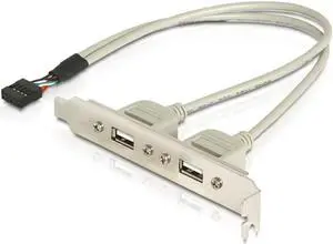 Aomoproing 2-Port USB2.0 Motherboard Rear Panel Expansion Bracket Host PCI USB 2.0 A type Female Screw