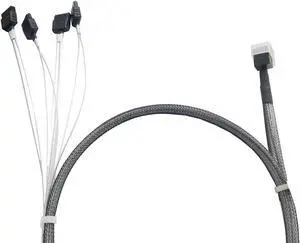 Aomoproing Internal HD Mini SAS (SFF-8643 Host) - 4X SATA (Target) Cable,SFF-8643 to 4X SATA Cable, SFF-8643 for Controller, 4 Sata Connect to Hard Drive,3.3ft/1M