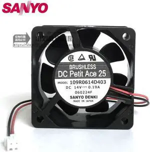 Aomoproing 6025 14V 60mm 0.19A double ball bearing cooling fan 109R0614D403 2 wires 60*60*25MM Aomoproing 6025 14V 60mm 0.19A double ball bearing cooling fan 109R0614D403 2 wires 60*60*25MM