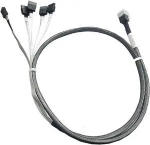 Aomoproing with GPIO Signal Internal HD Mini SAS (SFF-8643 Host) - 4X SATA (Target) Cable,SFF-8643 to 4X SATA Cable, SFF-8643 for Controller, 4 Sata Connect to Hard Drive,3.3ft/1M