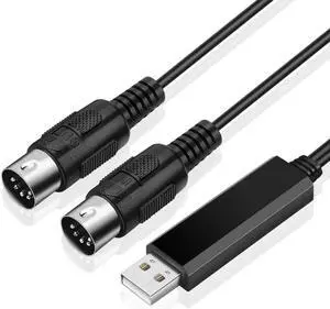 Aomoproing Midi to USB Cable Interface Converter - IN OUT Midi Cable Host Adapter Plug Controller Wire Cord For Keyboard Synthesizer