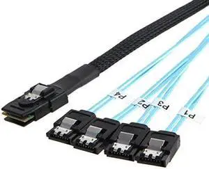 Aomoproing [Reversed Cable] Mini SAS 36Pin (SFF-8087) Male to 4 SATA 7Pin Female Cable, Mini SAS (Target) to 4 SATA (Host) Cable, 0.5M, 1.6 Feet