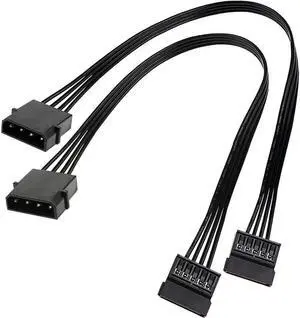 Aomoproing Molex IDE 4 Pin Male to 15 Pin Female SATA Power Converter Adapter Cable Hard Drive HDD SSD Power Extension Cable,2 Pack