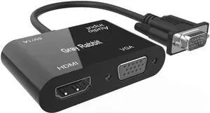 Aomoproing VGA to HDMI VGA Adapter, 1080P VGA Splitter (1 in 2 Out) for Computer, Desktop, Laptop, PC, Monitor, Projector (Black)
