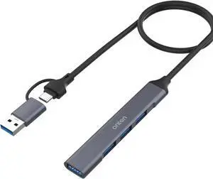Aomoproing USB Hub, ONTEN USB C to USB Adapter, USB C to USB A Hub with 1.6ft Cable,4 Ports USB-C USB Hub 3.0/2.0, for MacBook Pro, iMac 2021, USB Splitter Aluminum Alloy, Color Gray