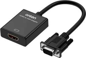 Aomoproing ONTEN HDMI to VGA Adapter HDMI Female to VGA Male Converter with 3.5mm Audio Jack for TV Stick, Raspberry Pi, Laptop, Monitor, PC, Tablet, Digital Camera, Etc