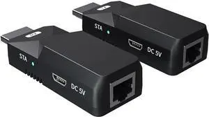 Aomoproing HDMI Extender, 165ft 1080P Over Cat5 Cat6 Audio Video Ethernet Cable Transmit Lossless Signal HDMI Long Distance Extension Adapter