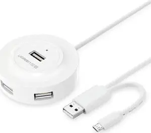 Aomoproing 4 Ports USB 2.0 HUB with Micro USB2.0 OTG USB Splitter Adapter with Cable for Laptop PC Computer