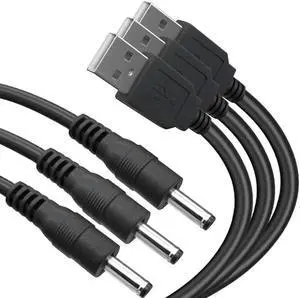 Aomoproing 3-Pack 3.3ft USB to DC 3.5mm x 1.35mm 5 Volt DC Barrel Jack Power Cable,USB LED Strip Lights Flashlight Charging Cord USB A Male