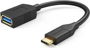 Aomoproing USB-C to USB 3.0 Female Adapter, 0.5 ft CableCreation (Gen1) USB3.1 Type C to Type A Adapter OTG Cord, Compatible MacBook Pro, Galaxy S8, S9 etc,Black