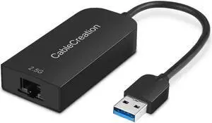 2.5G Ethernet to USB Adapter, CableCreation USB 3.0 Gigabit LAN Dongle,Wired Network to USB Convertor, Latest Internet rj45 to USB Adapter, for MacBook Windows 10,8.1, macOS X 10.6-10.15, Black