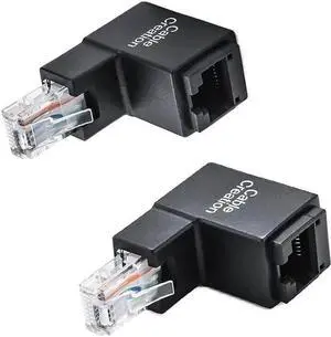 Aomoproing 2 Pack Ethernet Adapter, CableCreation Cat5e/Cat6 Up Angle Ethernet Adapter, 90 Degree and 270 Degree RJ45/ 8P8C Ethernet Female to RJ45/ 8P8C Male Adapter