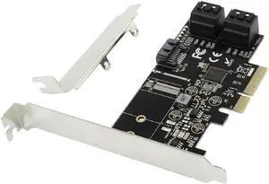Aomoproing SATA to PCIE Adapter 5 Ports PCI Express X4 X8 X16 To SATA 3.0 6Gbp Rate Expansion Card SATA 3.0 Data Cable