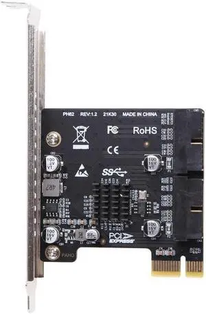 Aomoproing PCI-E USB 3.0 Expansion Card Adapter 2 Port USB3.0 Hub Internal 19/20 Pin Header PCIE PCI Express to USB3.0 Adapter Card
