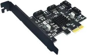 Aomoproing FOR 4 Ports SATA 6Gbps PCI Express Controller Card PCI-e to SATA III Adapter/converter with Heat Sink Expansion Adapter Board for PC
