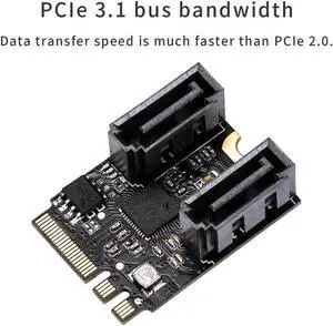 Aomoproing IOCREST M.2 ngff to sata 3 adapter card A Key and E key to 2 Ports SATA 6Gb/s adapter card 2230mm size free driver