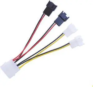 Aomoproing 1pcs/lot Computer Cooling Fan Power Cables 4Pin Molex To 3Pin Fan Power Cable Adapter Connector 12v*2/5v*2 for CPU PC Case Fan