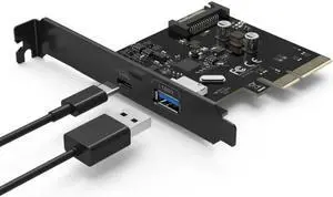 Aomoproing Desktop PC motherboard PCI-E to USB3.1 Type-c dual-port expansion card pcie 4x to usb 3.1 Type-A adapter SuperSpeed 10Gbps