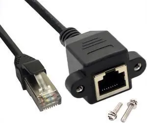 Aomoproing 8P8C FTP STP UTP RJ45 Cable Male To Female 100M/1000M Speed Cat5 Cat6e Screw Panel Mount Ethernet LAN Network Extension Cable(50cm)
