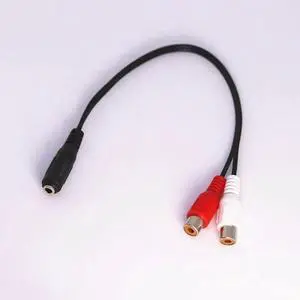 Aomoproing Universal 3.5mm Stereo Audio Female Connector Jack To 2 RCA Female Socket To Headphone 3.5 Y Adapter Cable Q1