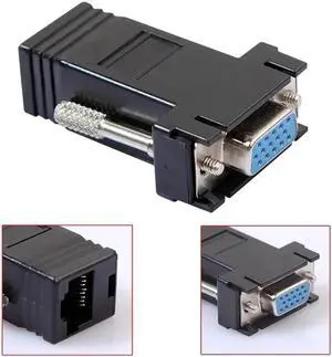 Aomoproing VGA RJ45 Adapter Network Extender Network Cable Transmission VGA Signal VGA Adapter Network Cable Is Extended By 15 Pins(Female)