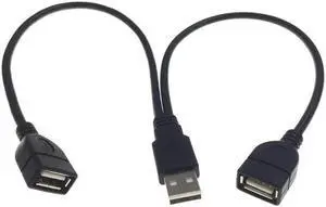 Aomoproing USB 2.0 A Male To Dual USB Female Data Hub USB Splitter Cable USB Charging Power Adapter Cable Extension for Laptop