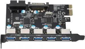 Aomoproing FOR PCIE To 7 ports USB3.0 hub PCI-E Expansion PCI Express Card Adapter SATA supply 4pin internal 19pin VLA chispet