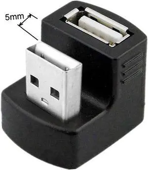 Aomoproing Chenyang Down Angled USB 2.0 Adapter A Male to Female Extension 90 180 360 Degree Black