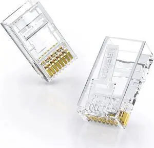 Aomoproing RJ45 Connector Cat6 100 Pack Cat6 Cat5e RJ45 Pass Through Plug Ends Ethernet Cable Crimp Network LAN Connector Crystal