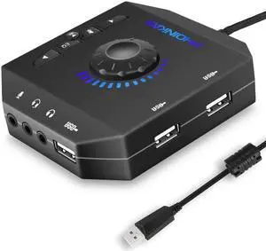 Aomoproing Computer USB Sound Card 7.1 Channel Audio Adapter Converter Audio Interface for PC Laptop External Sound Card