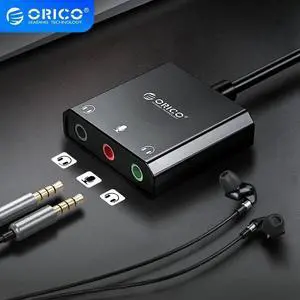 Aomoproing USB External Sound Card USB to Earphone Headphone Audio Interface Adapter For Windows/Mac/Linux Microphone Sound Card