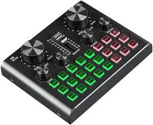 Aomoproing Plug Sound Card for Live Streaming Voice Changer Sound Card with Multiple Sound Effects, o Mixer for Recording
