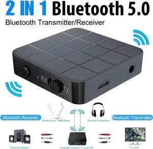 Aomoproing 2-in-1 Bluetooth 5.0 Wireless Audio Aux 3.5mm Adapter Transmitter and Receiver