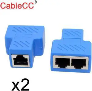 Aomoproing CalbeCC RJ45 Cat6 8P8C STP UTP Plug To Dual RJ45 Splitter Network Ethernet Switcher Adapter Converter with Shield 2pcs