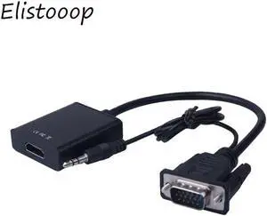 Aomoproing VGA TO MI Converter Male to Female VGA Cable Adapter With 3.5 mm Audio Output VGA to MI for PC laptop to TV Projector