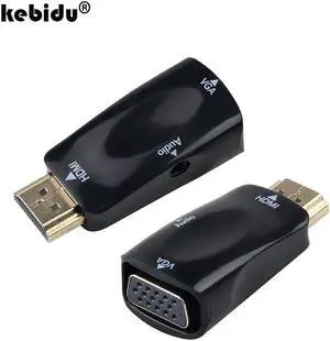 Aomoproing Newest 1080p HDMI To VGA Adapter Converter Cable Male to Female With Audio Cable Support HD For PC Laptop