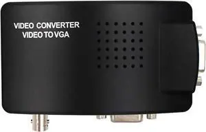 Aomoproing Portable BNC to VGA Video Converter Composite S-Video Input to PC VGA Out Adapter Digital Switch Box for PC MACTV Camera DVD DVR