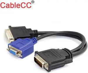 Aomoproing DMS-59 Male to DVI 24+5 Female & VGA RG 15pin Female Splitter Extension 15cm