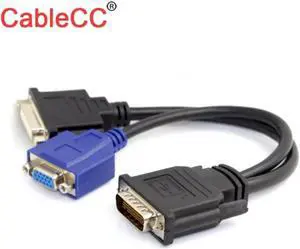 Aomoproing DMS-59 Male to DVI 24+5 Female & VGA RG 15pin Female Splitter Extension 15cm