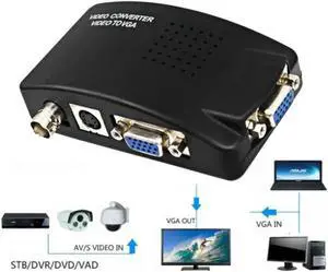 Aomoproing Converter S-Video VGA to VGA HD 1080P Video Converter Adapter for PC Projector Monitor