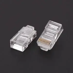 Aomoproing 50 Pcs/Pack Stranded 10P10C Cable Connector RJ48 Crystal Plug Modular